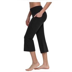 Baleaf Black Cropped Yoga Pants with Side Pocket